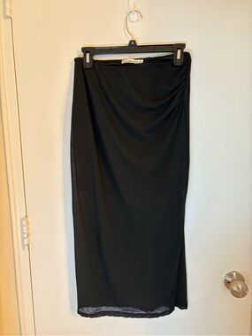 Abercrombie & Fitch Sheer Black Midi Skirt